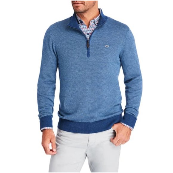 VINEYARD VINES Men's Hamilton Half Zip Sweater In Coastline Blue Size S - Picture 1 of 7